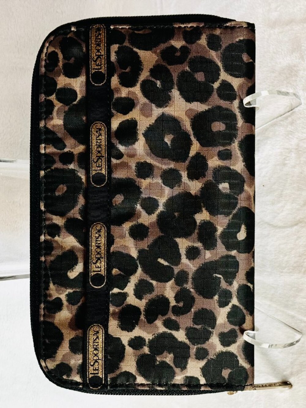 Lesportsac Army Green Black Brown Leopard Cheetah Print Zip Around Lily Wallet
